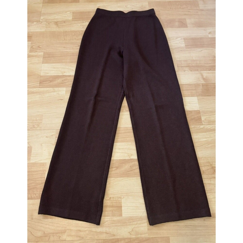 VTG. St. John Collection Women’s Knit Trouser Pants Brown Wide Leg Pull On Sz. 4